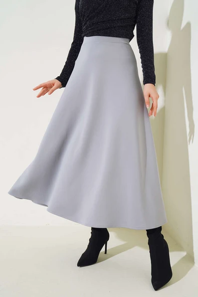 Uzun Scuba Etek Gri - Resim 2