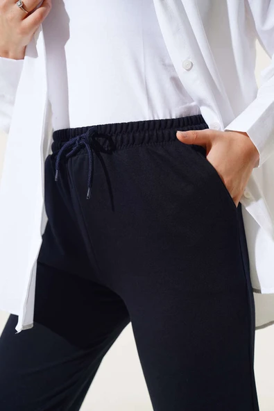 Paça Lastikli Jogger Pantolon Lacivert - 4
