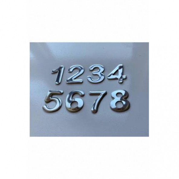 GENDEC 4.2 cm NO=1-2-3-4-5-6-7-8  Krom Metal Yapışkanlı Kapı Numarası