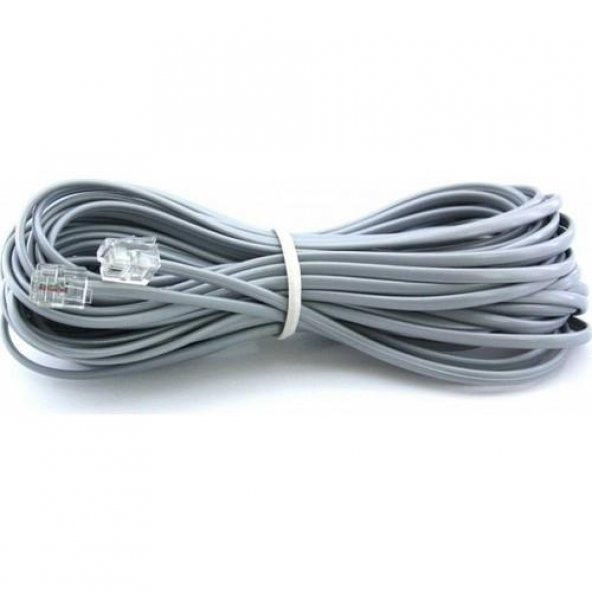 PrimeX PX-KKT05 2CX0.10mmx7 5 Metre ADSL RJ11 Telefon Kablosu Gri