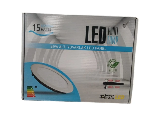 Dimpaled 15 Watt 1200lm Led Panel Lamp 3000-3500K Sıvaaltı Yuvarlak Led Panel - Resim 2