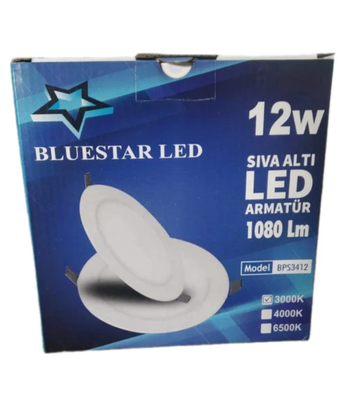 Bluestar Led 12W Sıva Altı Led Armatür 1080Lm BPS 3412 3000K Mavi Kutu - Resim 3