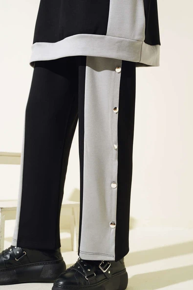 Loyşa Metal Düğme Detay İkili Takım Siyah - Resim 4