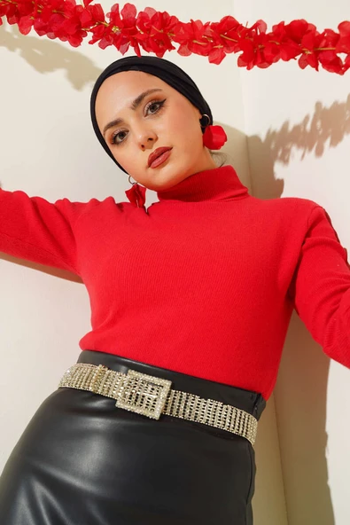 Boğazlı Fitilli Body Kırmızı - 2