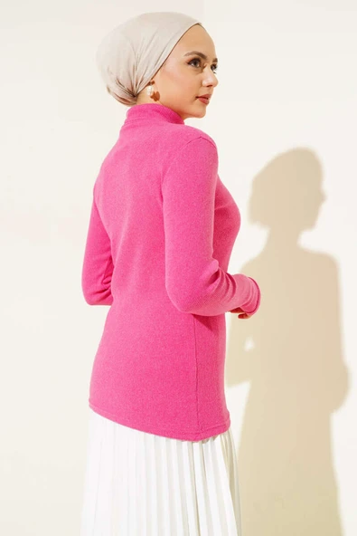 Boğazlı Fitilli Body Fuşya - Resim 3