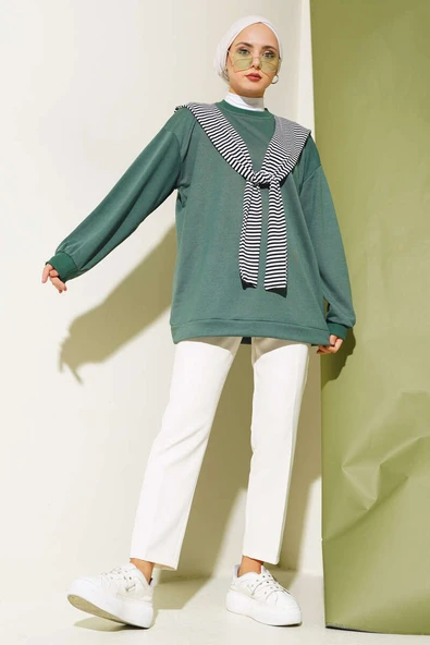 Omuz Atkı Görünümlü Tunik Zümrüt - Resim 2