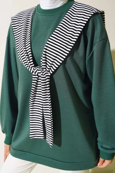 Omuz Atkı Görünümlü Tunik Zümrüt - Resim 4