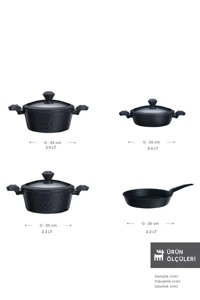 Karaca Biodiamond Antibakteriyel Kulplu İndüksiyon Tabanlı 7 Parça Tencere Seti - Resim 2