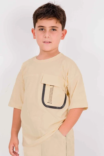 ERKEK ÇOCUK ŞORTLU TAKIM SIRT BASKILI CEP DETAYLI B19 - 2