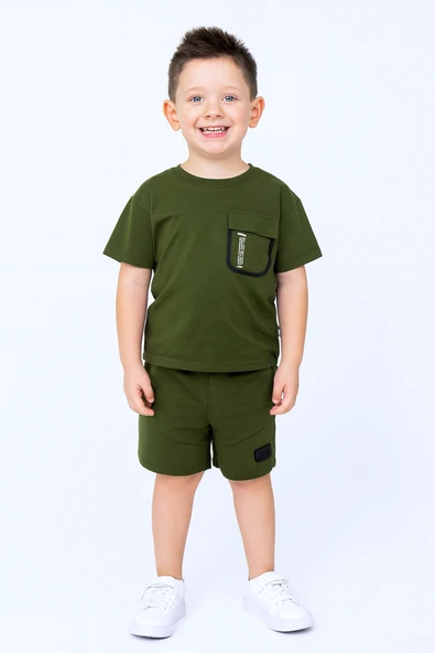 ERKEK ÇOCUK ŞORTLU TAKIM SIRT BASKILI CEP DETAYLI B19 - 12
