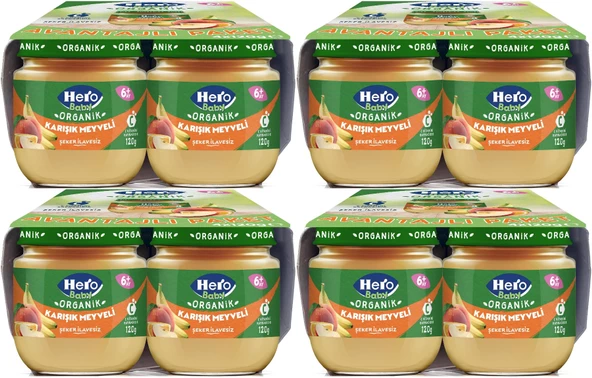 Hero Baby Kavanoz Maması 120GR Avantaj Pk (16 Lı Set) Karışık Meyveli (4PK*4)