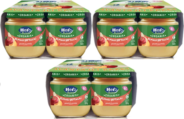 Hero Baby Kavanoz Maması 120GR Avantaj Pk (12 Li Set) Elmalı Şeftalili (3PK*4)