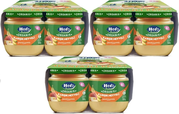 Hero Baby Kavanoz Maması 120GR Avantaj Pk (12 Li Set) Karışık Meyveli (3PK*4)