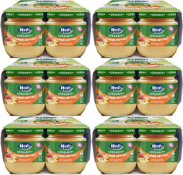 Hero Baby Kavanoz Maması 120GR Avantaj Pk (24 Lü Set) Karışık Meyveli (6PK*4)