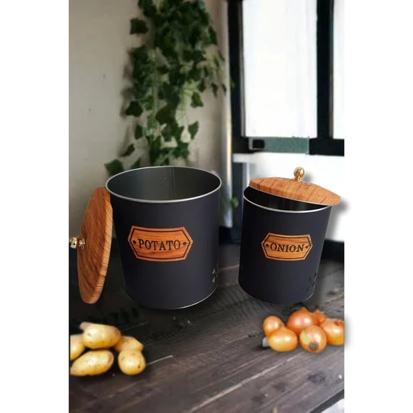 Desenli Metal 2 Li Patates Soğan Sepeti - Resim 2