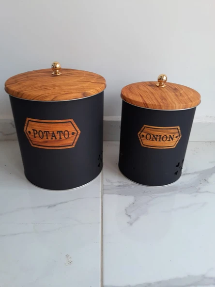 Desenli Metal 2 Li Patates Soğan Sepeti - Resim 3