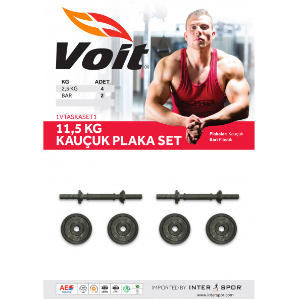 Voit 11,5 Kg Kauçuk Kaplı Dumbell Set - 2