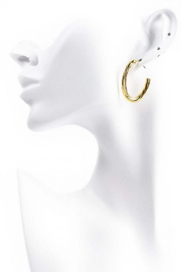 Soobepark İnce Burgulu Halka Küpe Sarı Renk - 3