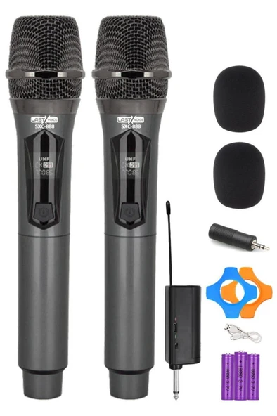 Lastvoice SXC-888E Şarjlı ÇİFTLİ EL Telsiz Kablosuz Mikrofon Seti ürün görseli 1
