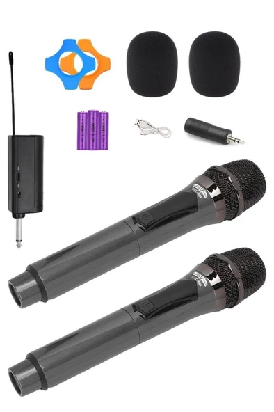 Lastvoice SXC-888E Şarjlı ÇİFTLİ EL Telsiz Kablosuz Mikrofon Seti - Resim 2