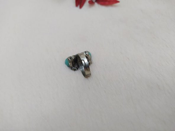 Hdmarketim Kadın Yüzük Dogal Turkuaz Akik Taşlı Ayarlanabilir Ölçü - 2