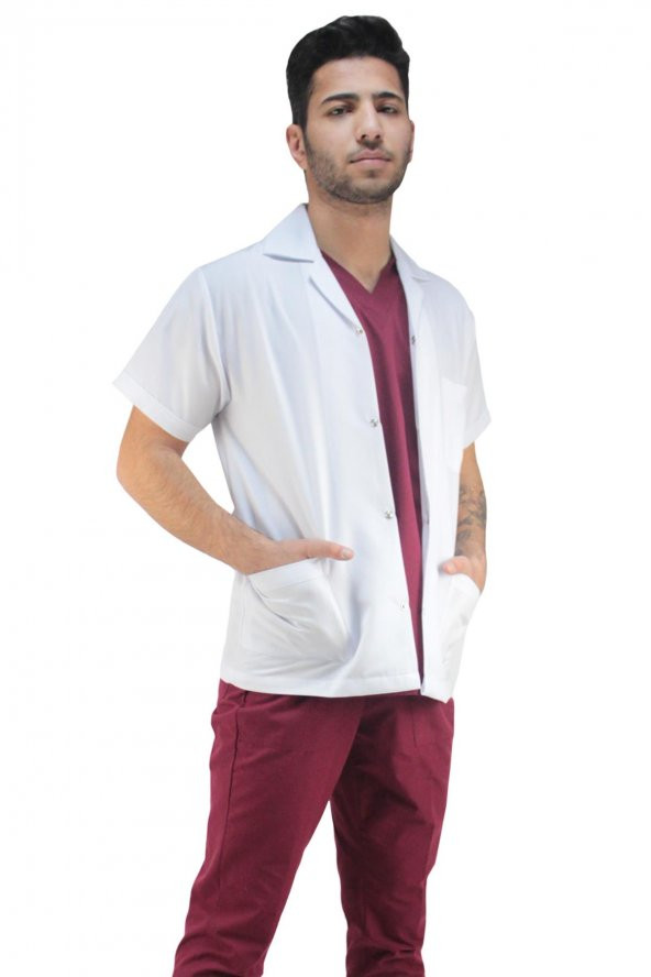 Dr.Mia Erkek Doktor Önlüğü İş Ceketi Veteriner Laborant Eczacı Ceket Boy