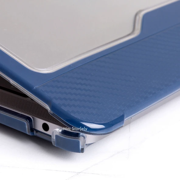 MacBook Air 13 İnç A1932 Kılıf Outdoor Darbe Emici Karbon Fiber Sert Kapak Şeffaf Koruma - Resim 6