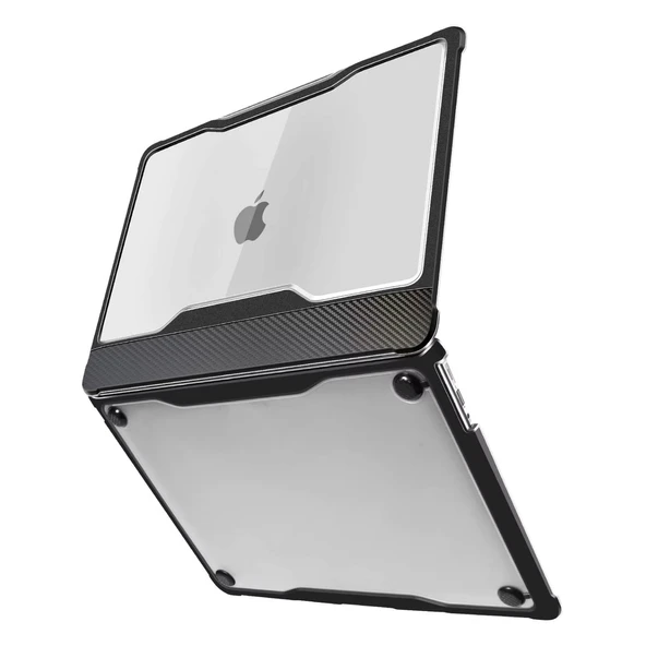 MacBook Air 13 İnç A1932 Kılıf Outdoor Darbe Emici Karbon Fiber Sert Kapak Şeffaf Koruma - Resim 5