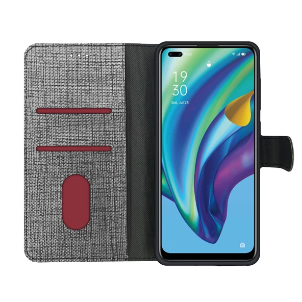 Oppo Reno4 Lite Kılıf FitCase Fabric Kapaklı Cüzdanlı - 7