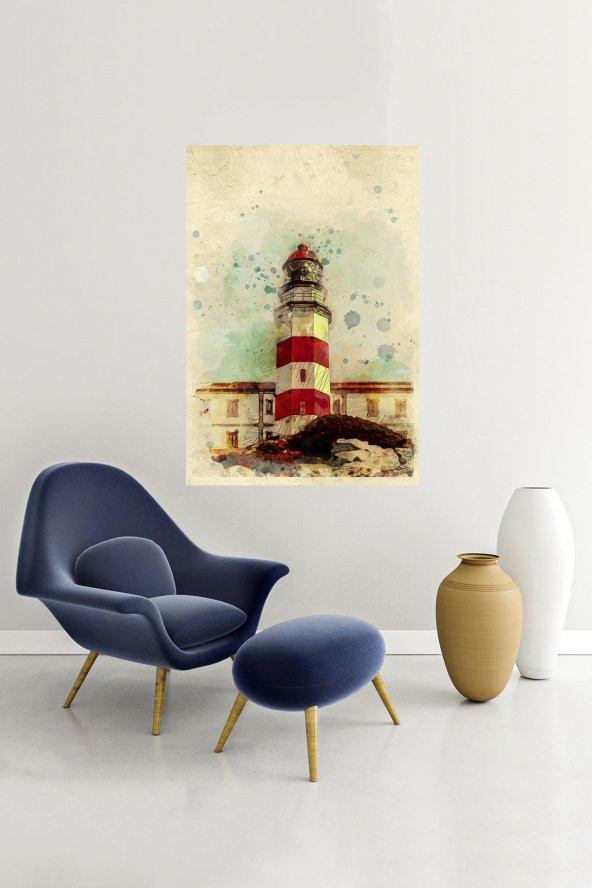 Deniz Kulesi Modelli Dikey Yağlı Boya Desenli kanvas tablo 20x30 cm