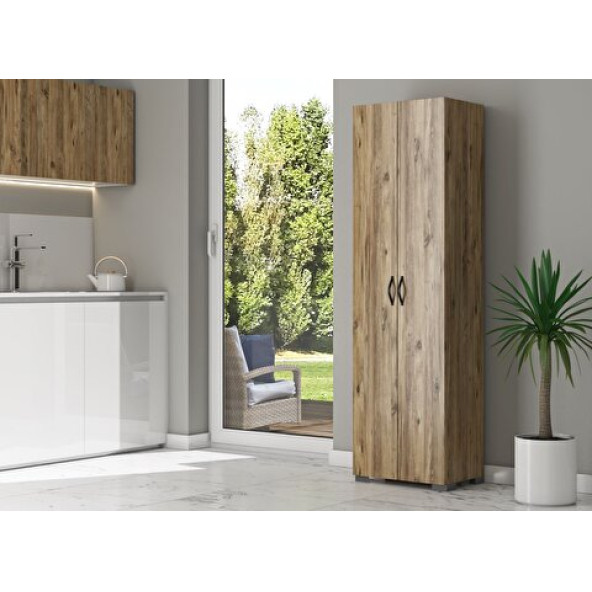 Tiamob 2 Kapaklı 8 Raflı Ceviz Çok Amaçlı Dolap - 2