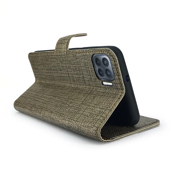 Oppo Reno4 Lite Kılıf FitCase Fabric Kapaklı Cüzdanlı - 2