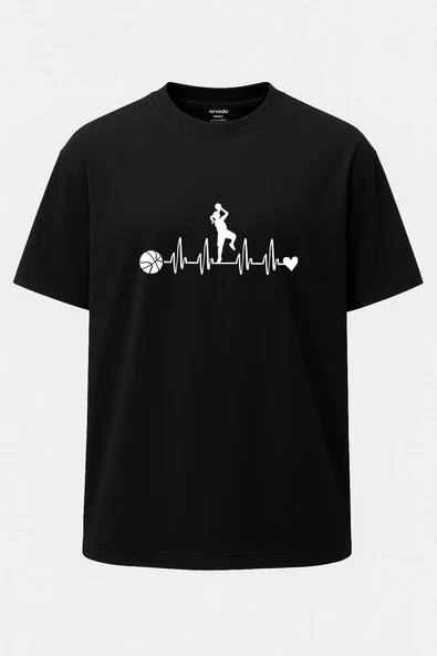 Oversize Basketbol Kalp Atışı Unisex Baskılı Tişört