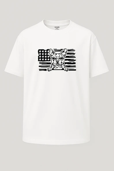Oversize Amerikan Boston Terrier Köpek Unisex Baskılı Tişört - 5