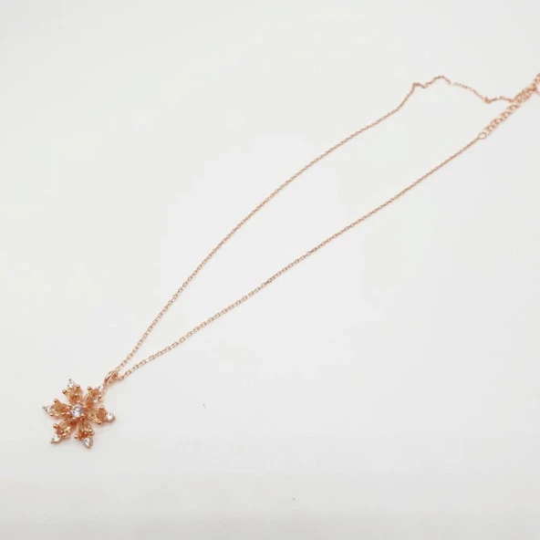 Rose Renk Beyaz Taşlı Gümüş Kolye - 10