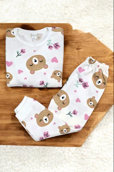 Ayıcıklı Kız Çocuk Pijama Takım