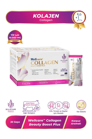 WELLCARE COLLAGEN BEAUTY BOOST PLUS 10.000 MG KARPUZ AROMALI 30 SAŞE