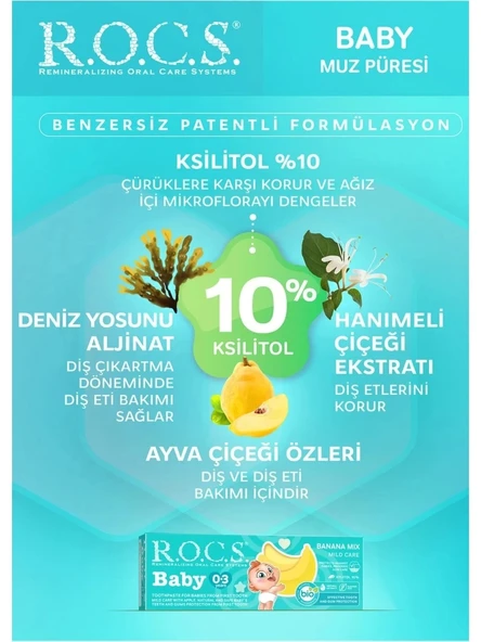 R.O.C.S.Bebek Diş Macunu Muz Püresi Tadında 0-3 Yaş 45 Gr - Resim 5