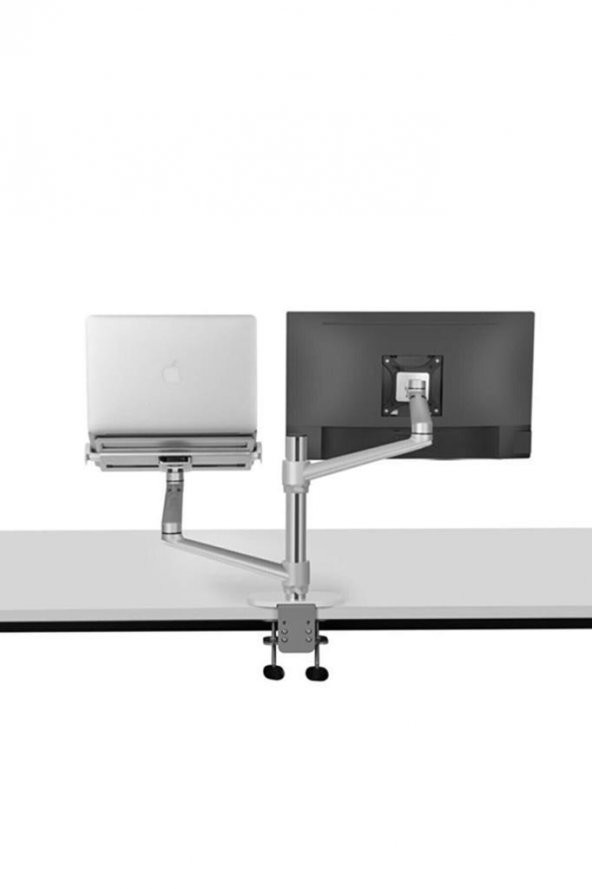 NPO STD7090S 10"-27" Notebook Stand ve Amortisörsüz Vesa Monitör Tutucu Kol Gümüş - 4