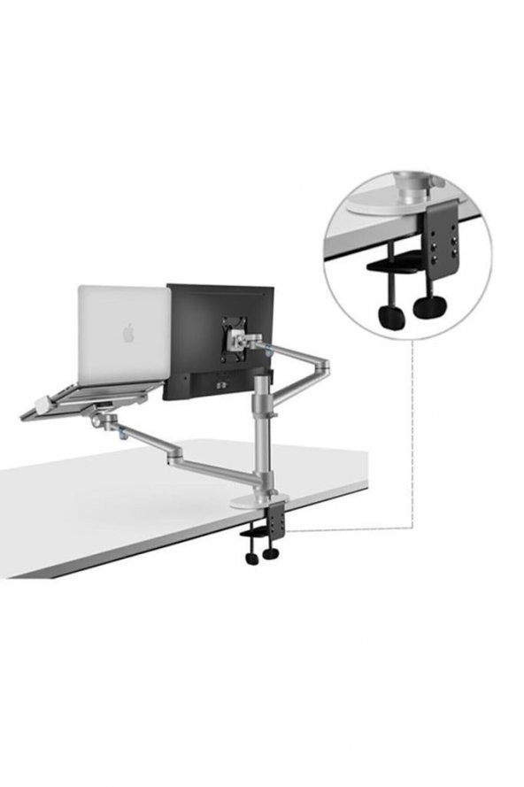 NPO STD7090S 10"-27" Notebook Stand ve Amortisörsüz Vesa Monitör Tutucu Kol Gümüş - 5