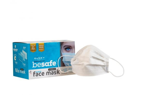 Besafe Full Ultrasonik Cerrahi Maske 3 Katlı Meltblown Kumaş Burun Telli 50 Adet