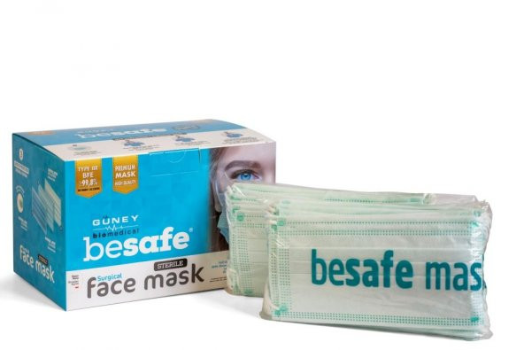 Besafe Full Ultrasonik Cerrahi Maske 3 Katlı Meltblown Kumaş Burun Telli 50 Adet - 2