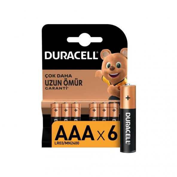 Duracell Alkalin AAA İnce Kalem Piller, 6 Lı Paket
