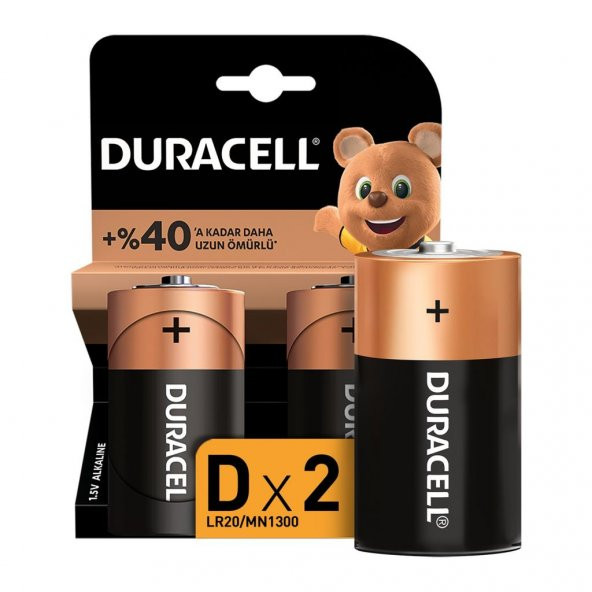 Duracell Alkalin D Piller 2 Li Paket