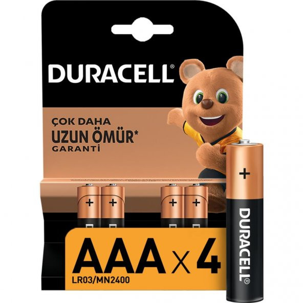 Duracell Alkalin AAA İnce Kalem Piller, 4 Lu Paket