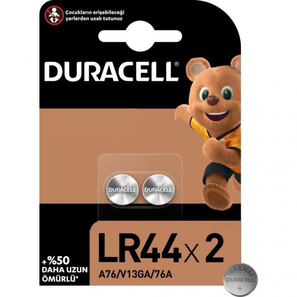Duracell Özel LR44 Alkalin Düğme Pil 1,5V, 2’li Paket (76A / A76 / V13GA)