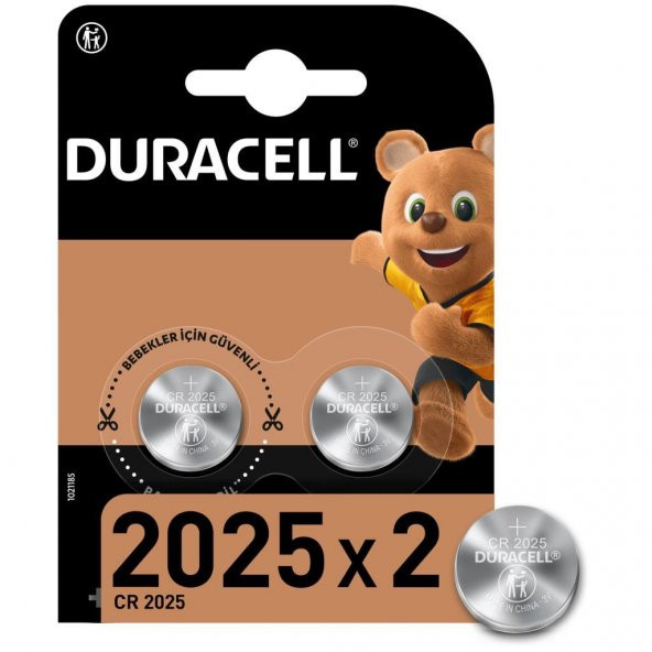Duracell Özel 2025 Lityum Düğme Pil 3V, 2 Li Paket (CR2025)
