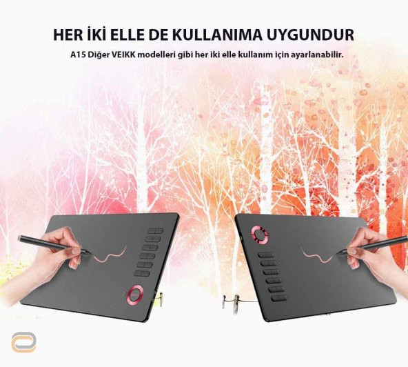 Veikk A15 8192 Levels Zoom Uyumlu 5080Lpı Grafik Tablet+Kalem - 8