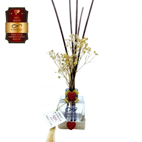 Ölümsüz Aşk Mix Serisi Çikolata & Hindistan Cevizi 10 x 60 ml küp Şişe Bambu Çubuklu Ortam Kokusu