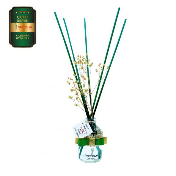 Meczub Çiçek Serisi Yasemin Kokulu 50 ml Oval Şişe Bambu Çubuklu Ortam Kokusu